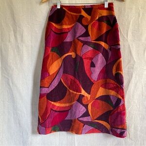 Vintage Skirt Colorful Velvet Harold’s Abstract 70s 90s Unique